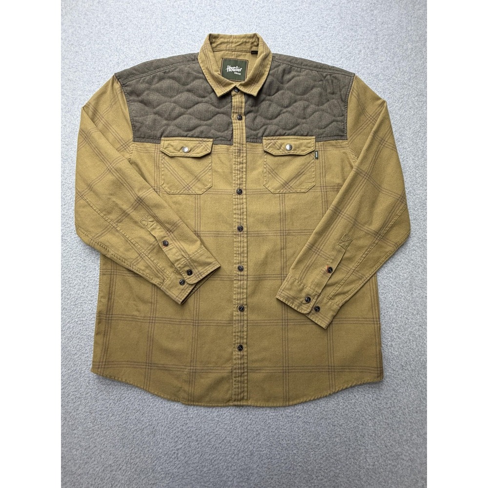 Howler Bros Shirt Mens 2XL Brown Plaid Quilted Flannel Long Sleeve Button Padded